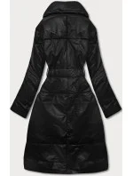 Čierna oversize bunda z ekologickej kože (AG1-J9080)