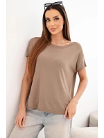 Dámska viskózna blúzka oversize s krátkymi rukávmi a okrúhlym výstrihom Fango