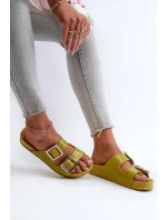 Damskie Klapki Gładkie ZAXY LL285077 Limonkowe