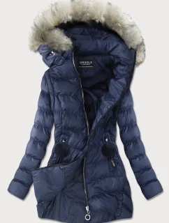 Dámska zimná bunda s odnímateľnými rukávmi tmavomodrá (w761)
