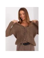 Hnedý dámsky sveter bez gombíkov s kockami (BA-SW-8001-1.16P) Hnedý dámsky sveter bez gombíkov s kockami (BA-SW-8001-1.16P)
