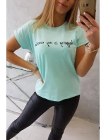 Blúzka Nakupovanie je moja kardio mätová+čierna