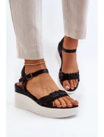 Sandały Na Koturnie Czarne Esinna