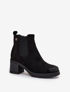 Botki Sztyblety Damskie Na Obcasie Ocieplane Czarne Zelia