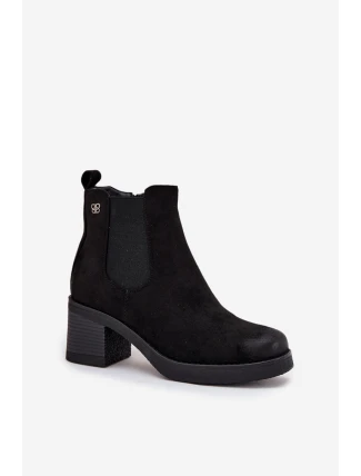Botki Sztyblety Damskie Na Obcasie Ocieplane Czarne Zelia