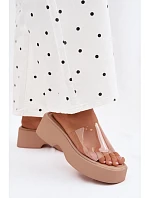 Dámské sandály na platformě s průhledným páskem Béžové Selestia