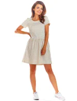 Dámske šaty M205 béžové pruhy - Infinite You