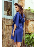 SOFIA - Dámske motýlikové šaty v nevädzovej farbe so zaväzovaním v páse 287-16 SOFIA - Dámske motýlikové šaty v nevädzovej farbe so zaväzovaním v páse 287-16