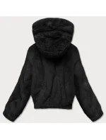 Krátka čierna dámska kožušinová bunda (R8050-1) Krátka čierna dámska kožušinová bunda (R8050-1)