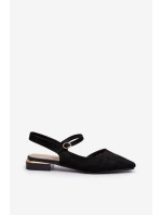 Baleriny Damskie Na Niskim Obcasie Z Odkrytą Piętą Sergio Leone SK831 Czarne