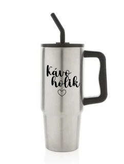 KÁVOHOLIK - stříbrný cestovní termohrnek 900 ml