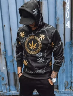 Pánska mikina s potlačou čierna FashionStreet BX5311