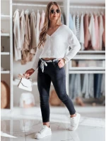 Dámske látkové nohavice s opaskom ROSSALI navy blue FashionStreet UY2532