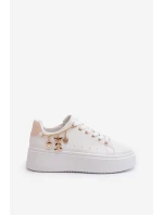 Sneakersy Damskie Na Platformie Z Zawieszkami Białe Tivissa