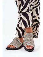 Klapki Damskie Na Koturnie Z Ozdobnym Paseczkiem Srebrne Teriwes