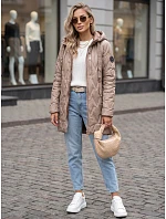 Dámska prešívaná prechodná bunda s kapucňou, béžová, FashionStreet TY5767 Dámska prešívaná prechodná bunda s kapucňou, béžová, FashionStreet TY5767