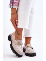 Lakierowane Mokasyny Na Platformie Jasnoszare Ronin