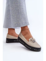 Lesklé dámske kožené mokasíny na platforme S.Barski Gold