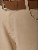 Dámske džínsy s opaskom mom fit light beige FashionStreet UY2879