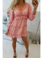 Šaty s ozdobnými volánikmi tmavo marhuľová