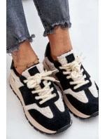 Ocieplane Sneakersy Damskie Skórzane Big Star OO274A318 HI-POLY SYSTEM Czarne