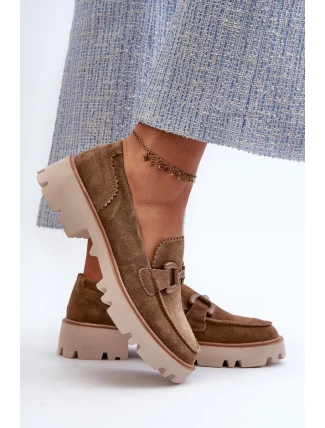 Dámske semišové mokasíny so zdobením D&A Brown Dámske semišové mokasíny so zdobením D&A Brown