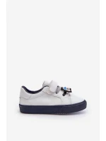 Dziecięce Sneakersy Trampki Z Przypinką Biało-Granatowe Pennyn