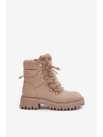 Ocieplane Botki Trapery Na Zamek Z Eko Skóry Beżowe Willatta