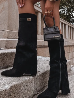 Kozaki Eko Zamszowe Obcas Słupek Na Zamek Ocieplane Wywinięta Cholewka Beżowe Evyra