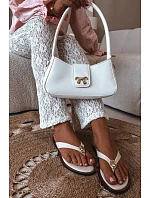 Dámske ploché žabky so zlatými detailmi Light beige Tella