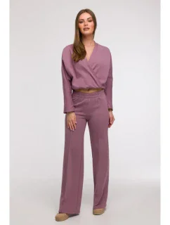B296 Široké nohavice s prednými švami - vres