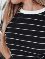 Dámske pruhované mini šaty FITLINES black FashionStreet EY2584 Dámske pruhované mini šaty FITLINES black FashionStreet EY2584