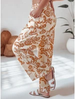Dámske kvetinové nohavice LOVEGARDEN camel FashionStreet UY2657 Dámske kvetinové nohavice LOVEGARDEN camel FashionStreet UY2657