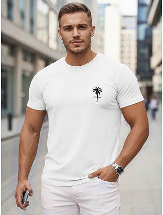 Pánske bavlnené tričko s potlačou, biele, FashionStreet NX5126R Pánske bavlnené tričko s potlačou, biele, FashionStreet NX5126R