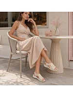 Dámske pohodlné sandále slip-on béžovej farby Unisoft 7196