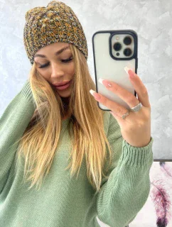 Veselá fleecová čiapka K225 black+mustard