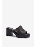 Klapki Damskie z Plecionką Na Obcasie Czarne Titantha Klapki Damskie z Plecionką Na Obcasie Czarne Titantha