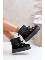 Śniegowce Z Wiązaniem Na Platformie Czarne Mavora