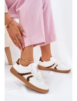 Niskie Sneakersy Damskie Z Koronką Panterka Białe Zielle