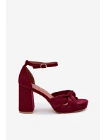Dámské sandály na podpatku z imitace semiše bordové Rosetta