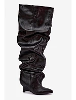 Čierne vysoké čižmy typu Slouchy na platforme s vysokým lýtkom Irmae Čierne vysoké čižmy typu Slouchy na platforme s vysokým lýtkom Irmae