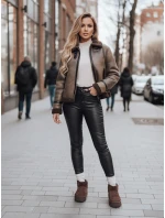 Dámska semišová bunda s ovčou kožušinou KASAMIRA coffee FashionStreet TY4740z