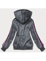 Tmavosivá krátka dámska mikina s nápismi (26014)