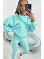 3dielny set mikina + top + legíny mint