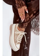 Trampki Damskie Na Masywnej Platformie S.Barski BF51-101 Beżowe