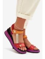 Kožené dámské sandály na platformě D&A CR61-3078 Multikolor