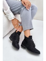 Zateplená nízka členková obuv s ozdobou na zips S.Barski Black