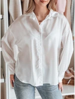 Elegantná dámska saténová oversize košeľa SATINIA white FashionStreet DY0449