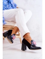 Zamszowe Wężowe Czółenka Na Słupku Czarne Sofie