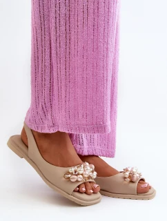 Dámske sandále s ozdobami S.Barski KV27-004 Beige